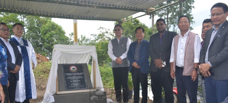 Advisor KT Sukhalu with others during the inauguration of GHS up-gradation to GHSS Pughoboto on June 18. (DIPR Photo)